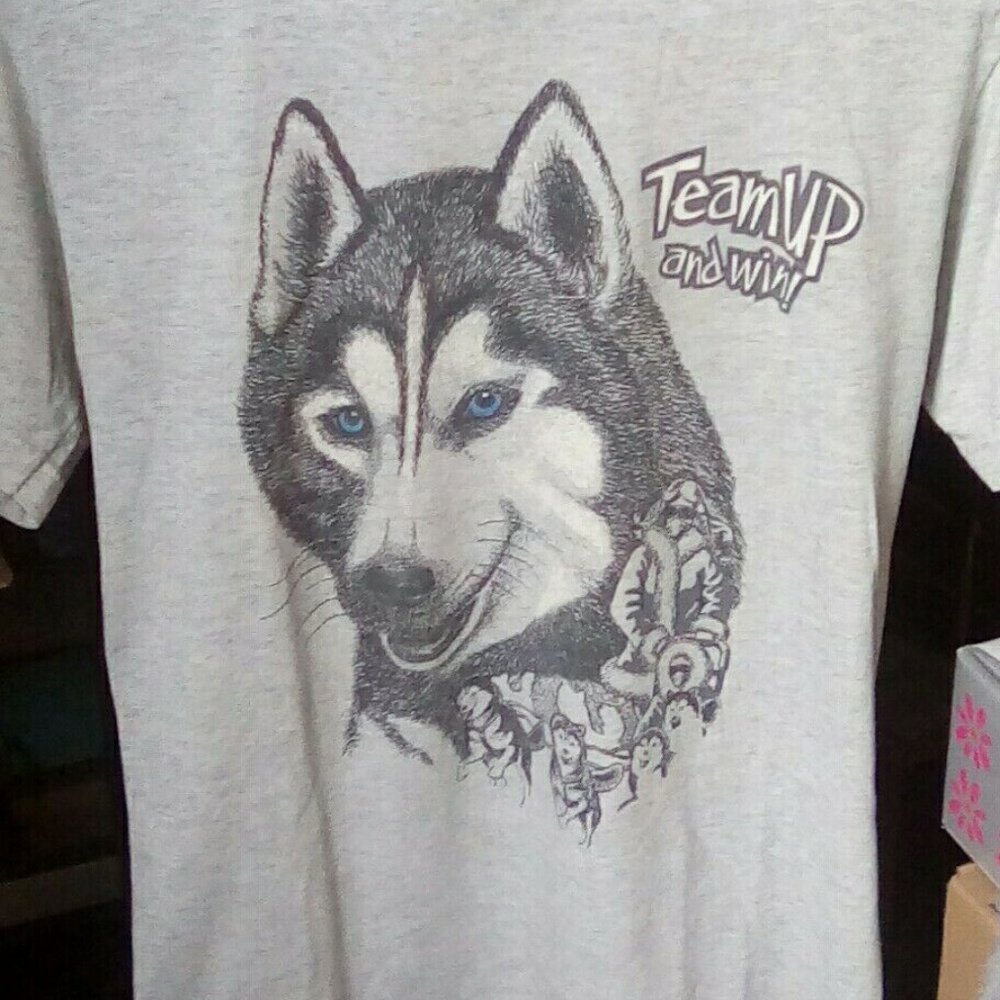 VINTAGE S 70's SLED DOGS T-SHIRT Team Up and win!